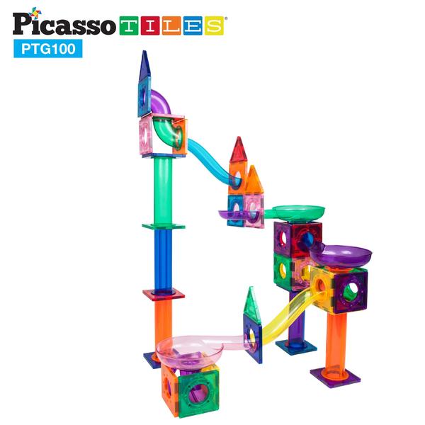 Imagem de Conjunto de azulejos magnéticos Marble Run Toy PicassoTiles de 100 peças