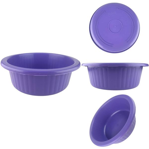 Imagem de Conjunto de Bacia Multiuso Canelada Reciclada de Plástico 1,2 litro Roxo 10 Unidades