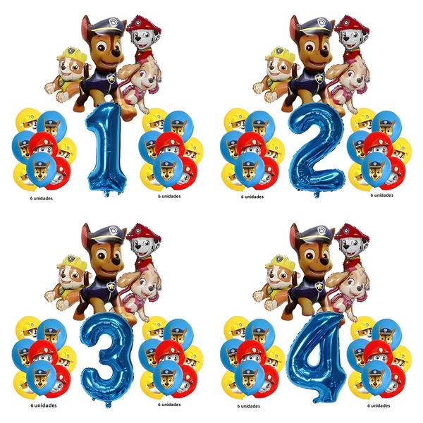 Imagem de Conjunto de Balões da Patrulha Paw Patrol - 17 Peças para Festa de Aniversário