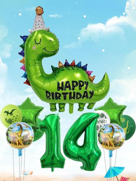 Imagem de Conjunto De Balões De Aniversário De Dinossauro Feliz Aniversário Estrela Folha Látex Tema Jurássico