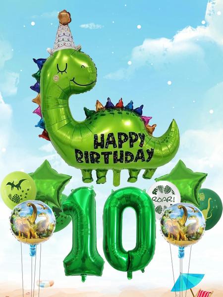 Imagem de Conjunto De Balões De Aniversário De Dinossauro Feliz Aniversário Estrela Folha Látex Tema Jurássico