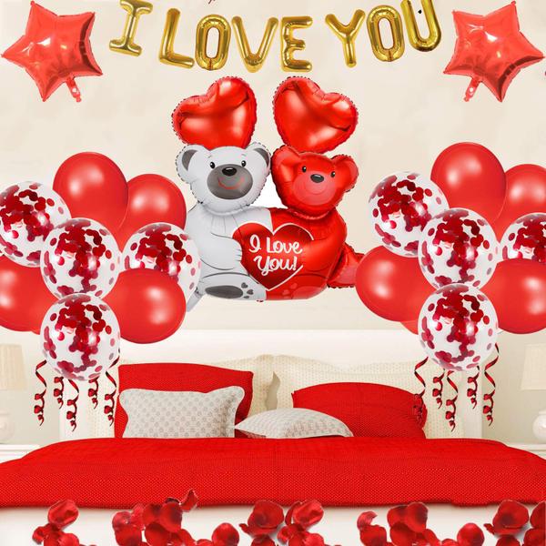 Imagem de Conjunto de balões de decoração YayuanSun I LOVE YOU Teddy Bear