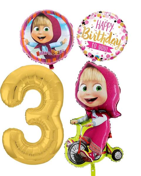 Imagem de Conjunto de balões Masha and the Bear Birthday 3 Years Colorido