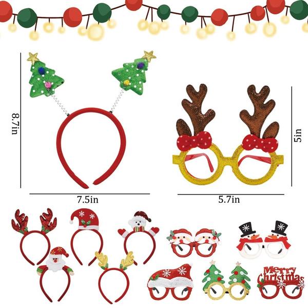 Imagem de Conjunto de bandanas e armações de óculos de Natal, 12 unidades WODMAZ