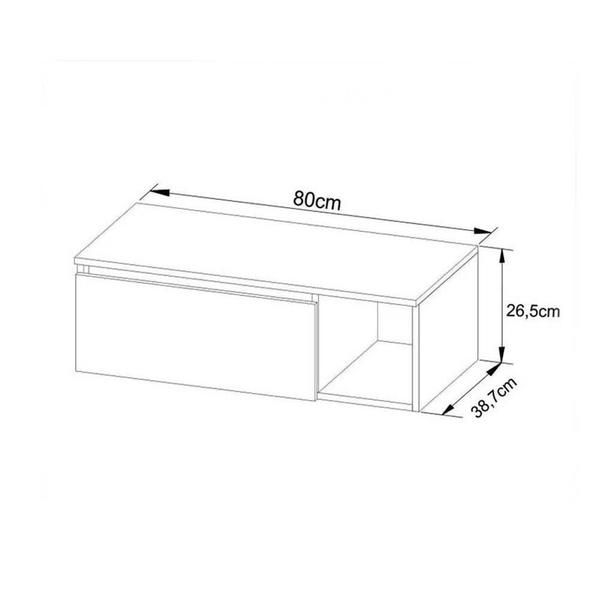 Imagem de Conjunto de Banheiro Armário c/ Espelho BN3602 e Balcão Suspenso BN3601 s/ Cuba Pia 80cm cor Amêndoa - Tecno Mobili