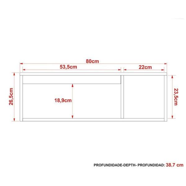 Imagem de Conjunto de Banheiro Balcão Suspenso BN3601 s/ Cuba 80cm e Armário c/ Espelho BN3608 cor Mármore Branco - Tecno Mobili