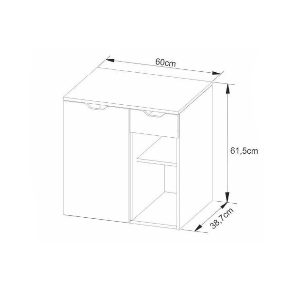 Imagem de Conjunto de Banheiro Balcão Suspenso BN3605 c/ Cuba Pia BN3600 60cm cor Branco - Tecno Mobili