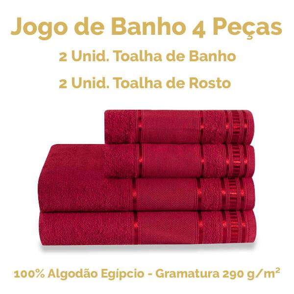 Imagem de Conjunto de Banho Premium 4 Peças 100% Algodão