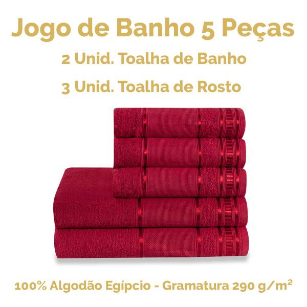 Imagem de Conjunto de Banho Premium 5 Peças 100% Algodão Ultra Absorção