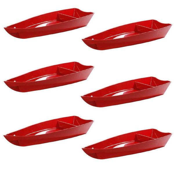 Imagem de Conjunto De Barco Sushi Vemplast M 1L 6 Peças Vermelho