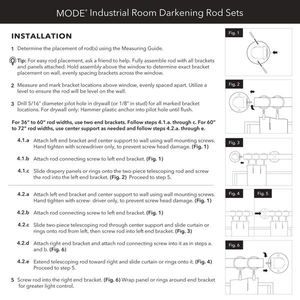 Imagem de Conjunto de barras de cortina MODE Industrial Room Darkening 1,8 cm de diâmetro