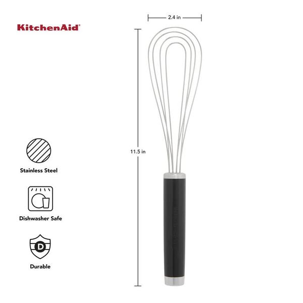 Imagem de Conjunto de batedores KitchenAid Utility, plano e silicone, preto, 3 peças