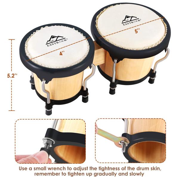 Imagem de Conjunto de bateria Bongo EastRock para crianças e adultos com chave de afinação