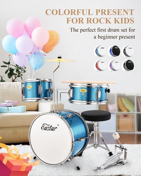 Imagem de Conjunto de bateria Eastar Kids de 3 peças para iniciantes com trono e prato