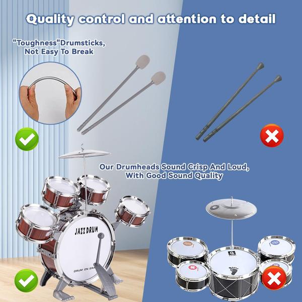 Imagem de Conjunto de bateria Noaideoi Kids Jazz Drum Kit com banqueta e baquetas