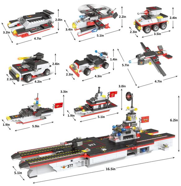 Imagem de Conjunto de blocos de construção de porta-aviões 8 em 1 com tanque e muito mais