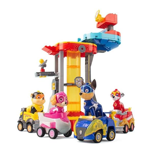 Imagem de Conjunto De Blocos De Construção De Torre De Patrulha Pata Infantil Com Veículos Pull-back Super