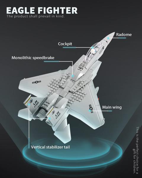 Imagem de Conjunto de blocos de construção DoVob Military F-15 Eagle Fighter Jet