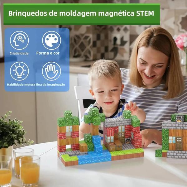 Imagem de Conjunto De Blocos De Construção Magnéticos Para Crianças De 3 Anos Ou Mais Modelo Diy Haste