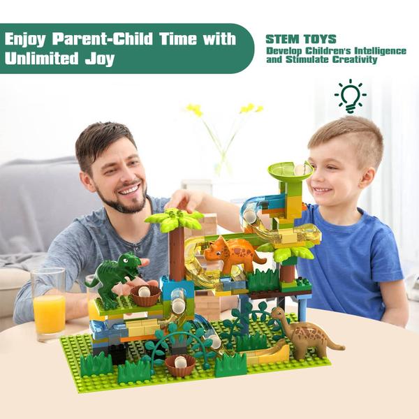 Imagem de Conjunto de blocos de construção Marble Run JiXin Dinosaur com 125 peças