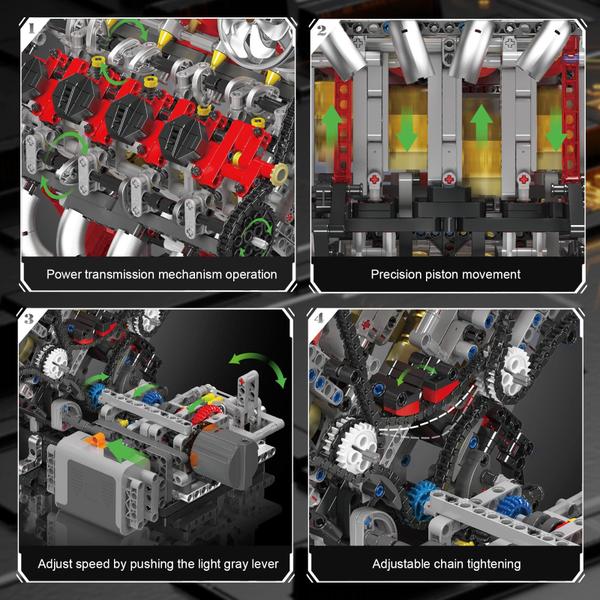 Imagem de Conjunto de blocos de construção Mold King V8 Engine Model Kit 2718 unidades