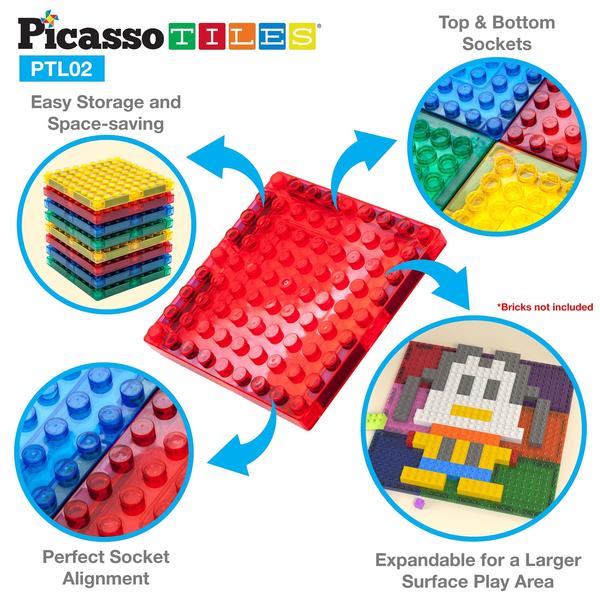 Imagem de Conjunto de blocos de construção Picasso Tiles Magnetic Brick Tiles 12 unidades