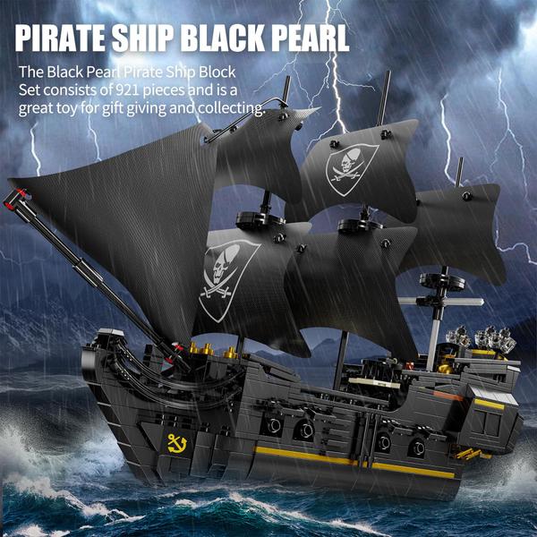 Imagem de Conjunto de blocos de construção TYCOLE Pirate Ship Black Pearl 921 unidades