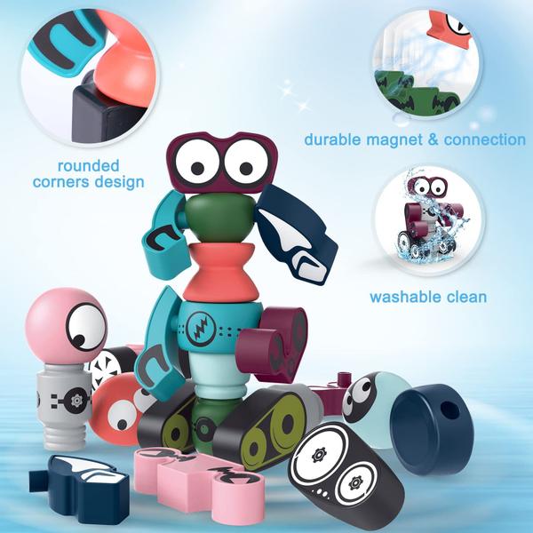 Imagem de Conjunto de blocos magnéticos Magnetic Robots Gifts2U 35PCS para crianças de 3 a 6 anos