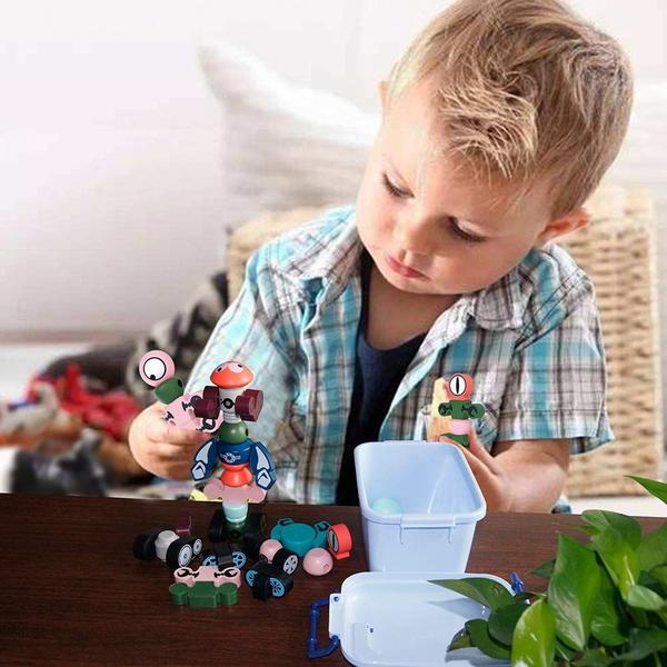 Imagem de Conjunto de blocos magnéticos Magnetic Robots Gifts2U 35PCS para crianças de 3 a 6 anos