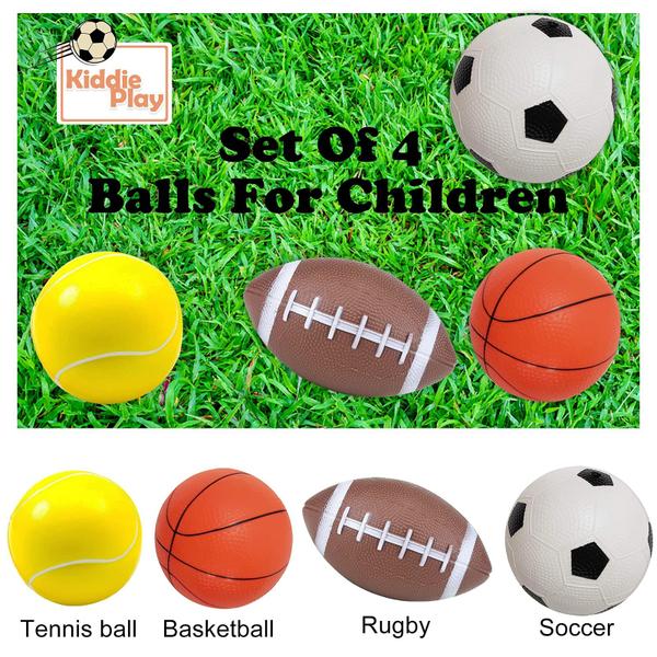 Conjunto de bolas esportivas Hymaz para crianças com bomba de ar, futebol e basquete Imagem de Conjunto de bolas esportivas Hymaz para crianças com bomba de ar, futebol e basquete