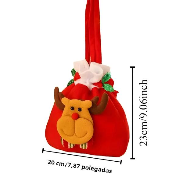 Imagem de Conjunto De Bolsas Para Presente De Natal Em Mistura De Poliéster Com Cordão Para Doces E Maçãs Para