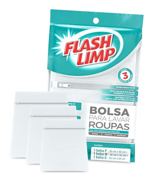 Imagem de Conjunto de Bolsas Protera Para Lavar Roupas 3 Peças Tamanhos Diferentes Flash Limp