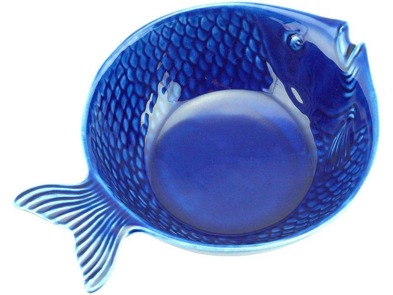 Imagem de Conjunto de Bowls de Cerâmica Azul Bon Gourmet - 460ml Peixe Ocean 4 Peças