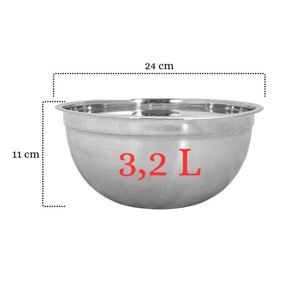 Imagem de Conjunto De Bowls Inox Para Cozinha Confeitaria 3,2 Litros Com 2 Unidades