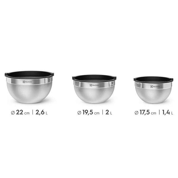 Imagem de Conjunto de Bowls Tigelas de Inox com Tampa Plástica - Electrolux