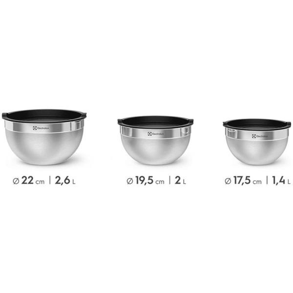 Imagem de Conjunto de Bowls Tigelas Electrolux Aço Inox 3 Pç