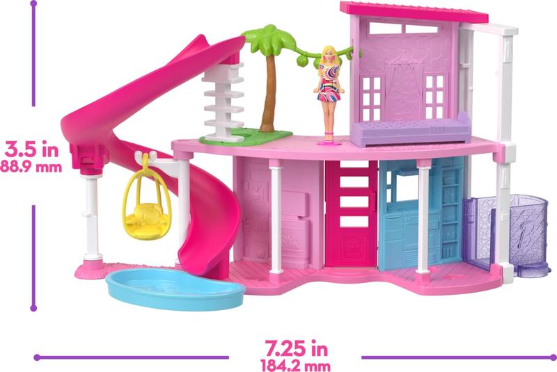 Imagem de Conjunto de brinquedos Barbie Mini BarbieLand DreamHouse com 3 veículos e 4 bonecas