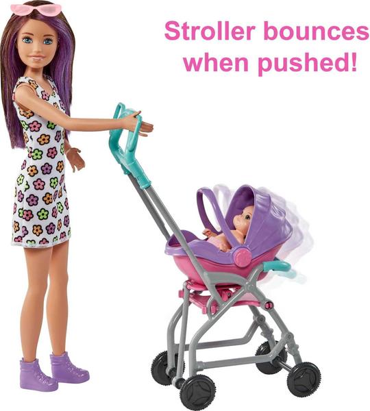 Imagem de Conjunto de brinquedos Barbie Skipper Babysitters Inc com boneca, carrinho de bebê e acessórios