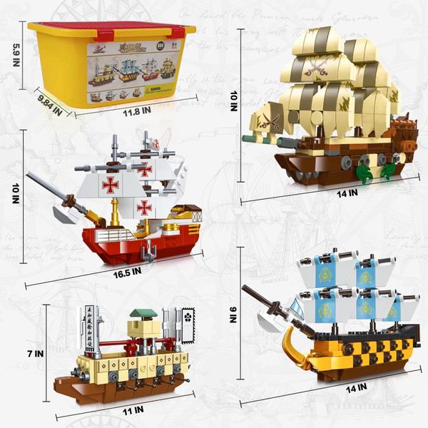 Imagem de Conjunto de brinquedos Building Blocks Pirate Ship HMS Victory com 664 unidades