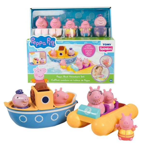 Imagem de Conjunto de brinquedos de banho TOMY Peppa Pig Boat Adventure 18M+ com 2 barcos