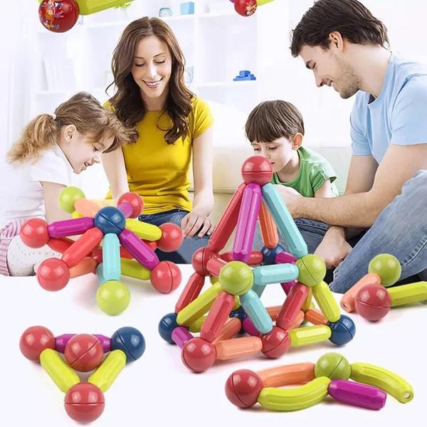 Imagem de Conjunto de Brinquedos de Blocos de Construção Magnéticos - Diversão e Aprendizado