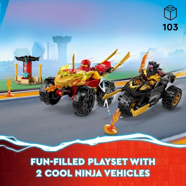 Imagem de Conjunto de brinquedos de construção LEGO NINJAGO Kai and Ras' Car and Ras