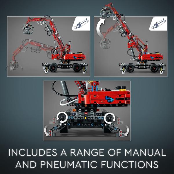 Imagem de Conjunto de brinquedos de construção LEGO Technic Material Handler Crane 42144