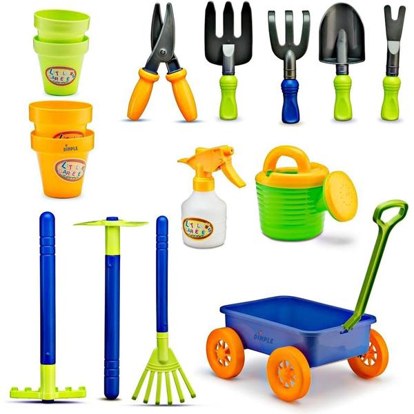 Imagem de Conjunto de brinquedos de jardim Dimple Garden Wagon & Tools Premium, 15 unidades