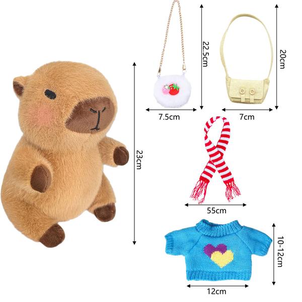 Imagem de Conjunto de brinquedos de pelúcia Kireidane Capybara com 7 roupas e acessórios