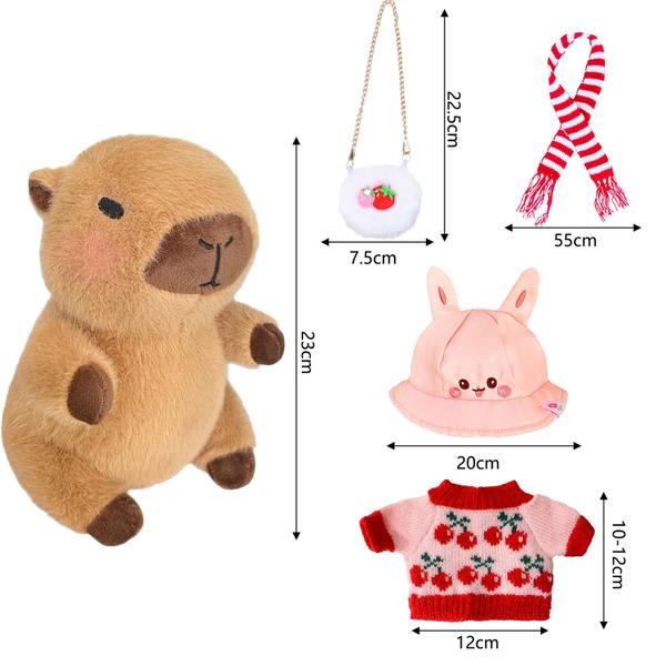 Imagem de Conjunto de brinquedos de pelúcia Kireidane Capybara com 7 roupas e acessórios