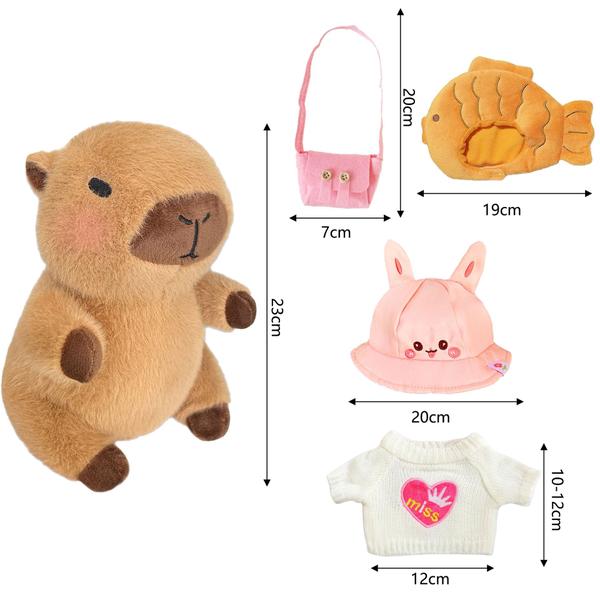 Imagem de Conjunto de brinquedos de pelúcia Kireidane Capybara com 7 roupas e acessórios