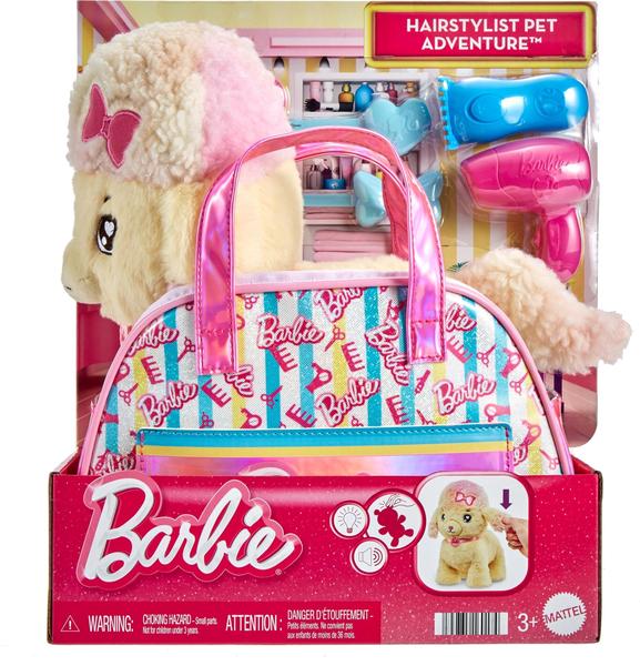 Imagem de Conjunto de brinquedos de pelúcia Mattel Barbie Hairdresser Poodle com luz