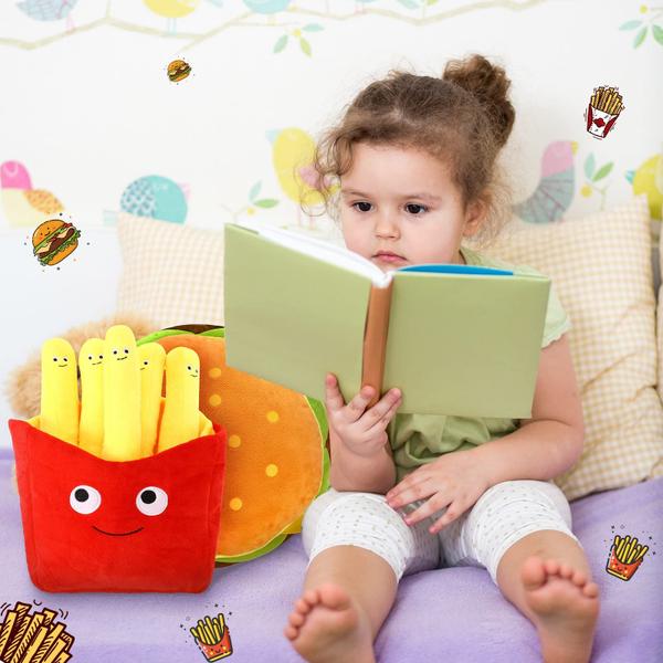 Imagem de Conjunto de brinquedos de pelúcia Yookeer Food recheado com pizza, hambúrguer e batatas fritas