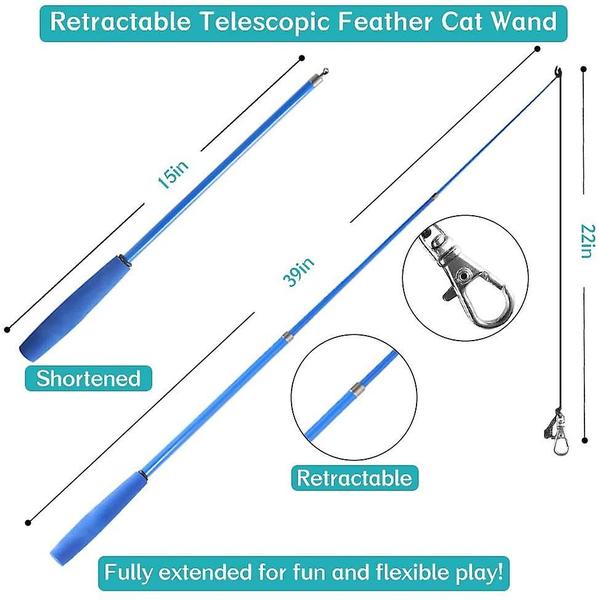 Imagem de Conjunto de brinquedos de pesca para gatos Wokex, 12 peças com varinha retrátil